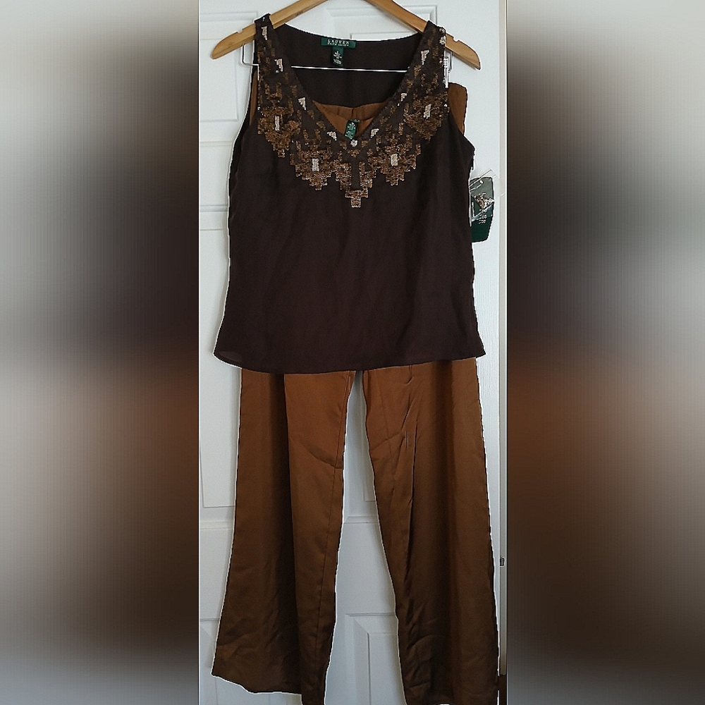 Ralph Lauren Two Piece: Pants and Sequin embellished Top